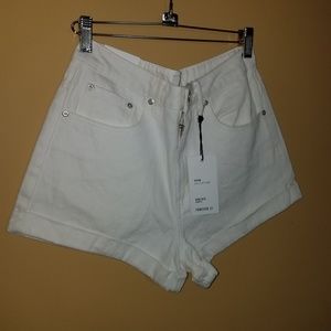 Forever 21 High Waist Denim White Shorts